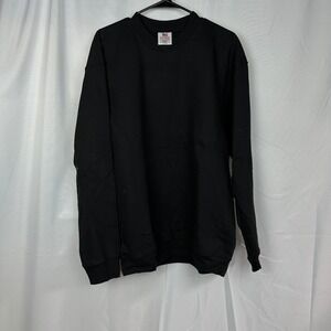 NWT Bayside USA Crewneck Sweatshirt Men's XL Black Made in USA Union Heavyweight